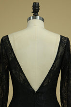 Load image into Gallery viewer, 2024 Black Sexy Open Back Long Sleeves Mother Of The Bride Dresses Mermaid Chiffon &amp; Lace