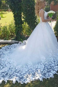 2023 Beautiful Ivory Tulle Ball Gown Wedding Dresses Appliques
