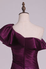 Load image into Gallery viewer, 2024 One Shoulder Satin With Ruffles Prom Dresses Sweep Train
