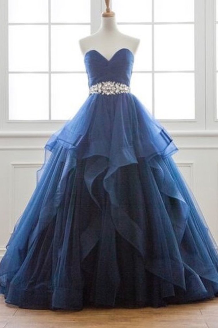 2024 Sweetheart Prom Dresses A Line Tulle With Ruffles And Beads