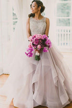 Load image into Gallery viewer, 2023 A line Scoop Neckline Organza Long Custom Affordable Open Back Wedding SRS10002