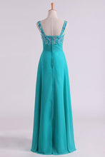 Load image into Gallery viewer, 2024 Prom Dress Straps Beaded Bodice Pleated Waistband A Line Chiffon