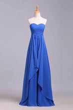Load image into Gallery viewer, 2024 Simple Prom Dresses Sweetheart Ruffled Bodice A Line Floor Length Chiffon