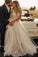 Spaghetti Straps Tulle Deep V-Neck Wedding Dresses, Romantic Bohemian Beach Bridal Dress SRS15421