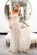 Load image into Gallery viewer, Vintage Mermaid Lace Sweetheart Neck Sheath Sweep Train Wedding Dress