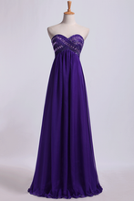 Load image into Gallery viewer, 2024 Sweetheart Empire Waist A-Line Prom Dress With Beads Floor-Length Chiffon