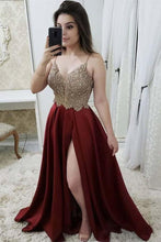 Load image into Gallery viewer, 2024 Prom Dress Sweetheart Up Satin With Beads And Sequins Spegetti Sraps