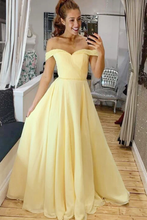 Load image into Gallery viewer, Elegant Off The Shoulder A-Line Chiffon&amp;Satin Sweep Train Simple Prom SRSPTJ1FRBQ