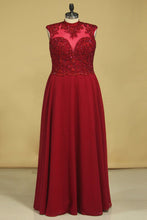 Load image into Gallery viewer, 2024 High Neck Prom Dresses Beaded Bodice Burgundy/Maroon A Line Chiffon Open Back
