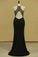 2024 Scoop Sheath Floor Length Prom Dresses Spandex With Beading