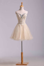 Load image into Gallery viewer, 2024 Lovely Homecoming Dresses A Line Sweetheart Short Mini Color Champagne
