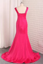 Load image into Gallery viewer, 2023 Evening Dresses Mermaid Off The Shoulder Stretch Satin Sweep Train