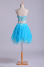 Load image into Gallery viewer, 2024 Sweetheart Short Homecoming Dresses Tulle With Applique &amp; Beads