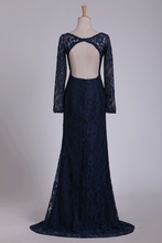 Load image into Gallery viewer, 2024 Open Back Bateau Long Sleeves Evening Dresses Mermaid Lace