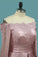 2023 Homecoming Dresses Boat Neck Long Sleeves A Line Satin With Applique
