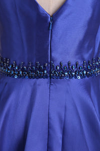 2024 Satin Prom Dresses Straps Beaded Waistline A Line Floor Length