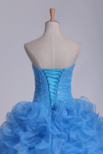 Load image into Gallery viewer, 2024 Organza Sweetheart Quinceanera Dresses With Beads And Ruffles Ball Gown