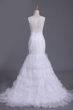 Load image into Gallery viewer, 2024 Wedding Dresses Straps Organza With Applique And Beads Mermaid