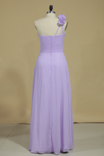 Load image into Gallery viewer, 2024 Bridesmaid Dress A Line One Shoulder Chiffon With Handmade Flowers