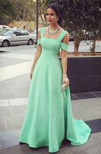 Load image into Gallery viewer, Mint Green Off Shoulder Long Prom Dresses Evening Dresses RS488