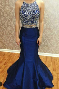 Two Pieces Beading Bodice Long Mermaid Prom Dresses Evening Dresses RS500