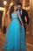 Round Neck Applique Bodice Long Tulle Prom Dresses Evening Dresses RS504