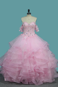 2024 Tulle Ball Gown Sweetheart Quinceanera Dresses With Applique And Beading