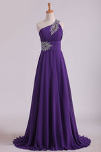 Load image into Gallery viewer, 2024 New Arrival Prom Dresses One Shoulder Chiffon A Line With Beading