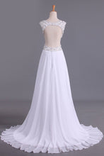 Load image into Gallery viewer, 2024 White V-Neck Prom Dresses A Line Chiffon With Beading