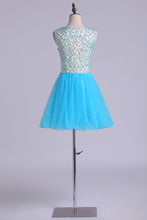 Load image into Gallery viewer, 2024 Scoop Beaded Bodice Homecoming Dresses Tulle Short/Mini