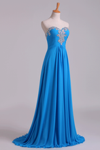 Load image into Gallery viewer, 2024 Sweetheart Beaded Neckline Prom Dress A Line With Ruffles Chiffon