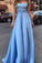 Sexy Cheap Appliques Long Blue Charming Sweetheart A-Line Floor-Length Prom Dresses RS225