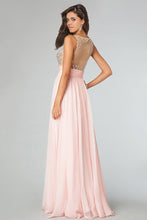 Load image into Gallery viewer, 2024 Sexy Prom Dresses Scoop Neckline Princess Floor Length Chiffon Beaded Bodice