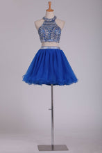 Load image into Gallery viewer, 2024 Two Pieces Short/Mini Scoop A Line With Beading Homecoming Dresses