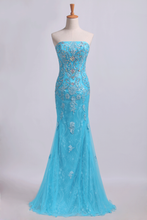 Load image into Gallery viewer, 2024 Prom Dresses Strapless Mermaid With Beading&amp;Applique