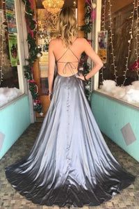 Beautiful Silver Gray Long A-Line Spaghetti Straps Prom Dresses Party Dresses