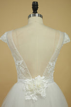 Load image into Gallery viewer, 2024 Bateau Sheath Wedding Dresses Tulle With Applique And Sash