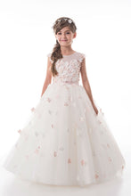 Load image into Gallery viewer, 2024 A Line Flower Girl Dresses Scoop Tulle With Handmade Flowers Lace Up