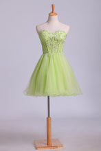 Load image into Gallery viewer, 2024 Sweetheart A Line Tulle Homecoming Dress With Beads &amp; Applique