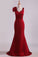 2024 Evening Dresses V Neck Satin With Bow Knot Sweep Train Mermaid