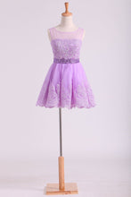 Load image into Gallery viewer, 2024 Scoop Tulle Homecoming Dresses A-Line With Applique Short/Mini