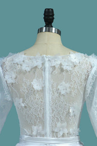 2024 Wedding Dresses A Line Scoop With Sash And Handmade Flower Court Train