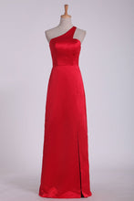 Load image into Gallery viewer, 2024 One Shoulder With Slit Prom Dresses Sheath Floor Length
