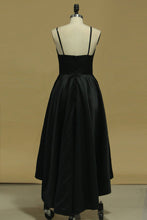 Load image into Gallery viewer, 2024 New Arrival Asymmetrical Evening Dresses Sheath Spaghetti Straps Black