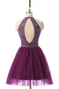 Short Prom Dresses Tulle Prom Gown Purple Homecoming Dress Sexy Prom Dress RS394