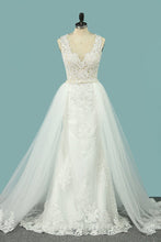 Load image into Gallery viewer, 2024 Mermaid Wedding Dresses Scoop Tulle With Applique Court Train Detachable