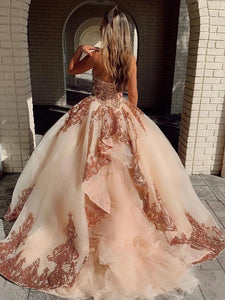 Rosewood Sequins Ball Gown Sweetheart Strapless Quinceanera Dresses with SRS20433