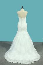 Load image into Gallery viewer, 2024 Mermaid Tulle Sweetheart Wedding Dresses With Applique Court Train