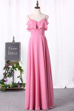 Load image into Gallery viewer, 2024 New Arrival Bridesmaid Dresses Spaghetti Straps A Line Chiffon