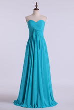 Load image into Gallery viewer, 2024 Prom Dresses A Line Floor Length Sweetheart Chiffon With Ruffles
